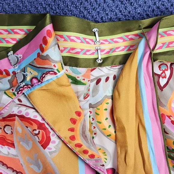ANTONIO MELANI Satin Clio Scarf Wrap Maxi Skirt: Multi Color Print: Size- 10 - Picture 8 of 16